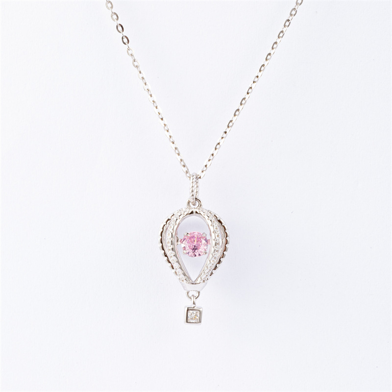 Pulsatile Heart Hot Air Balloon Necklace Female S925 Sterling Silver