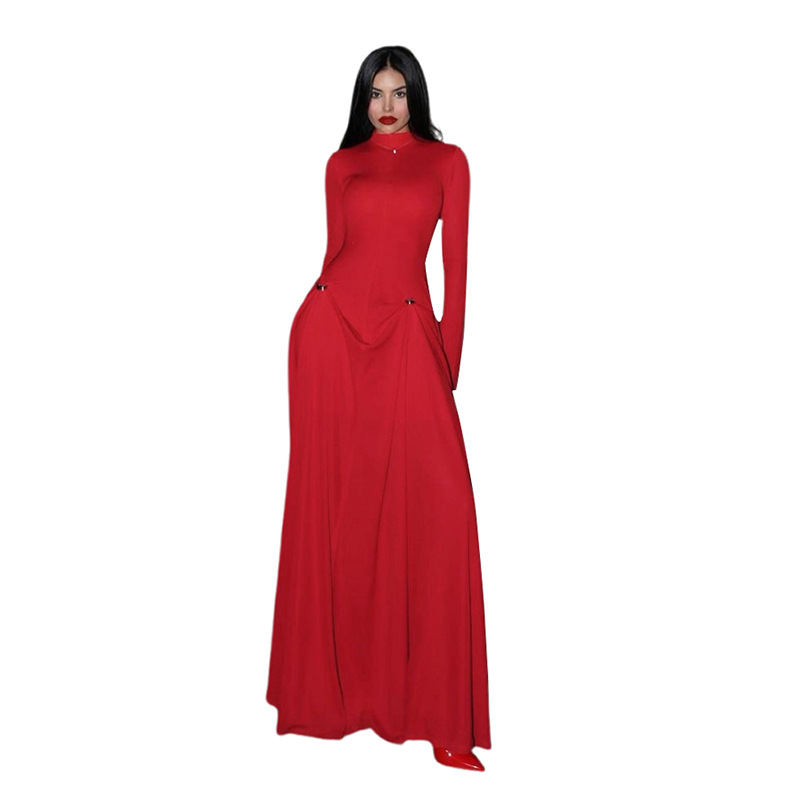 Women's Fashion Solid Color Slim Dress