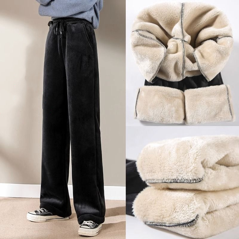Maternity Pants Winter Wear Straight Narrow Cashmere Wide-leg Pants High Waist Velvet Thickening Warm Corduroy Pants
