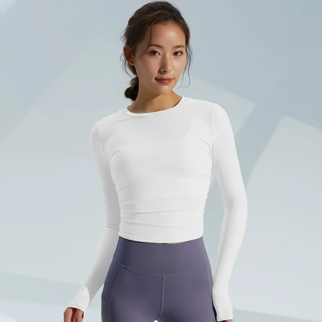 Autumn New Breathable Quick drying Yoga Long sleeved Women's Slim fit Skin friendly Sports Top White - Shop at LoveMi