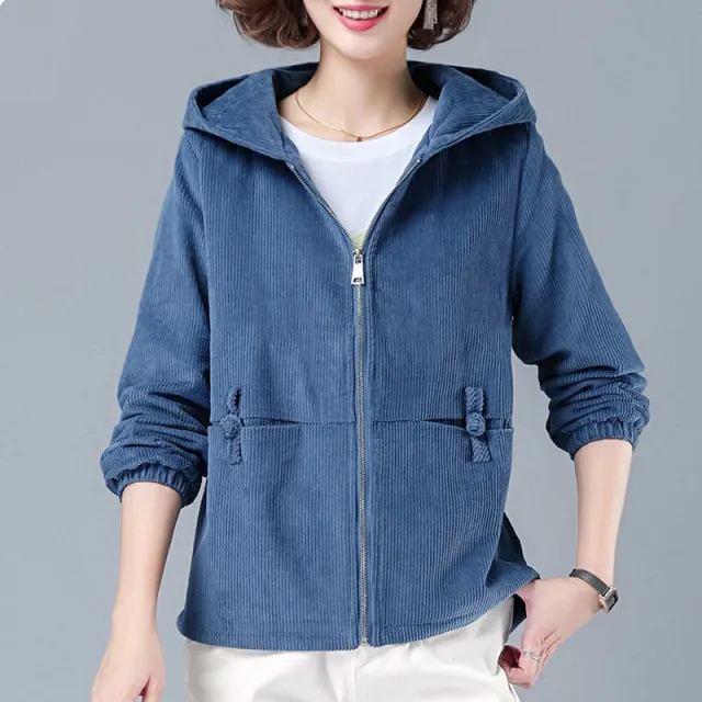 Autumn And Winter New Corduroy Women's Jacket Popular Leisure All matching Blue - Shop at LoveMi