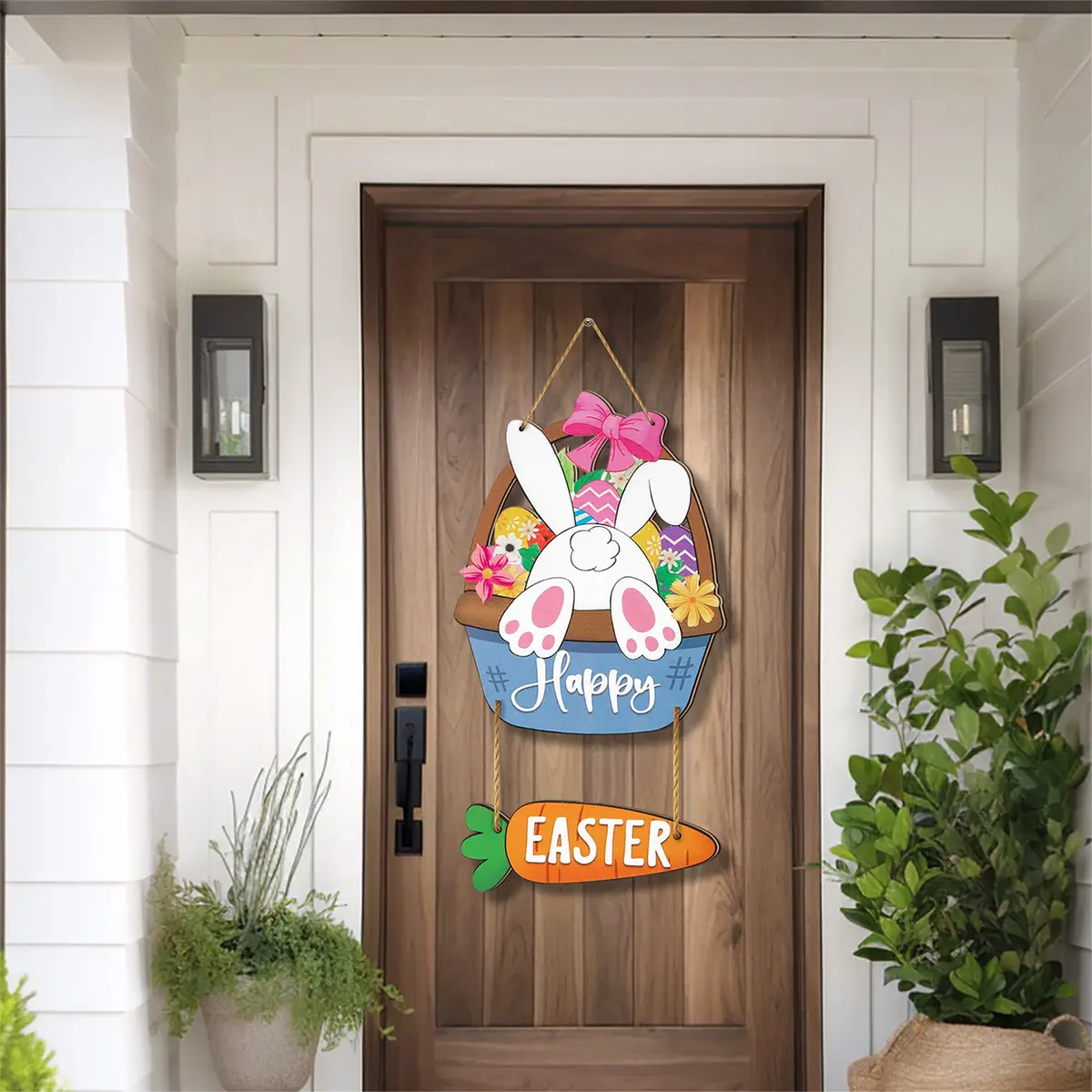 Home Decoration Easter Rabbit Egg Radish Wooden Creative Decorative Plaque