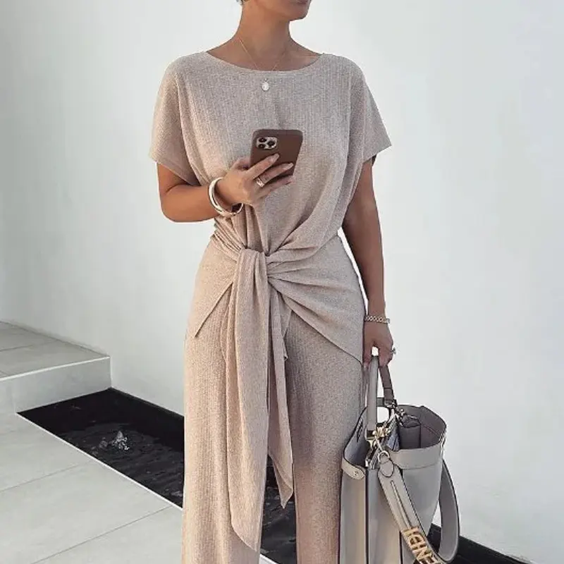 New Fashionable Knitted Pleated Lace-up Graceful and Suit Pants