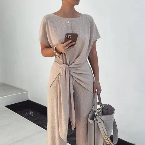 New Fashionable Knitted Pleated Lace-up Graceful and Suit Pants