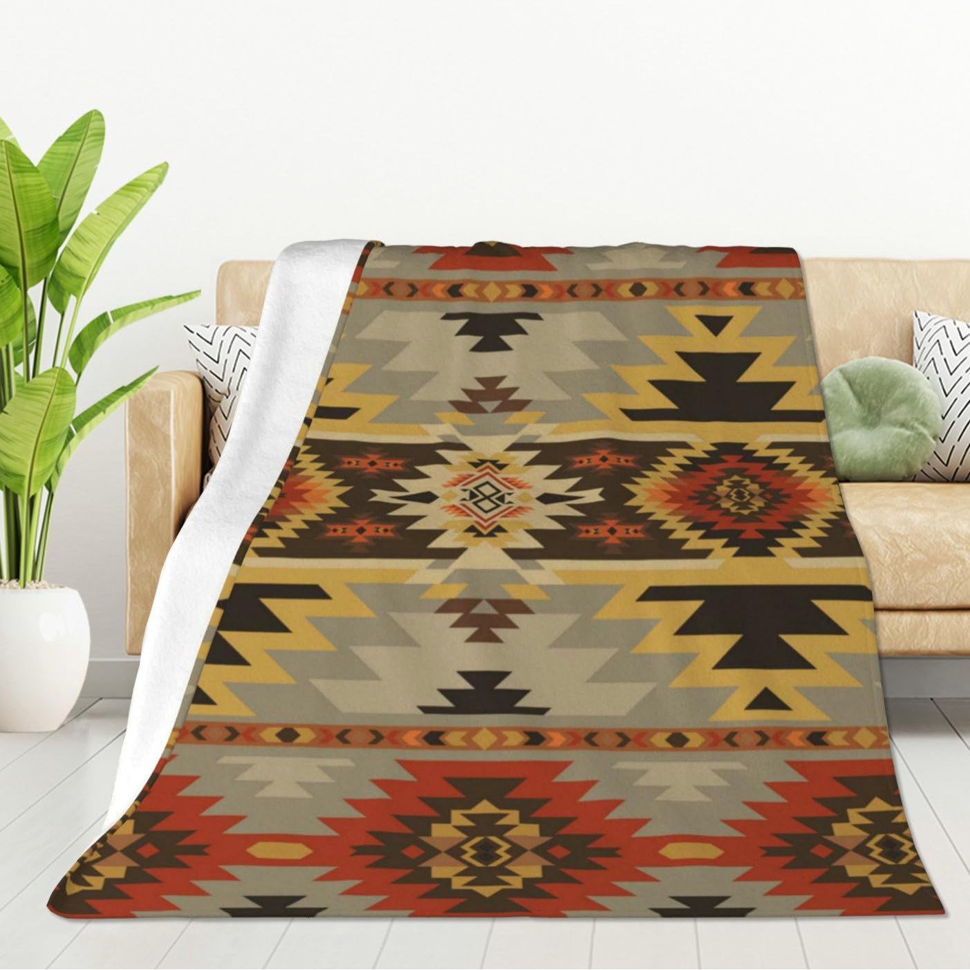 Bohemian-style Flannel Blanket For Cozy Bedding