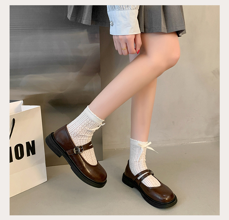 Retro Round Toe Chunky Heel Women's Shoes - Front View - Sarah Express