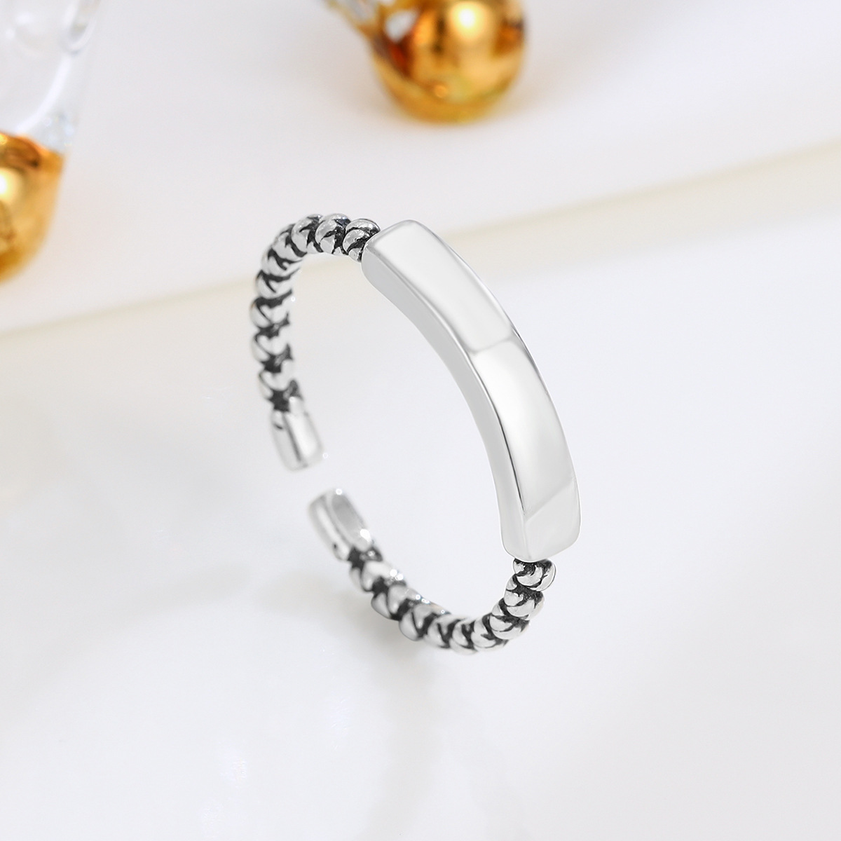 Sterling Silver Vintage Glossy Twisted Open Ring