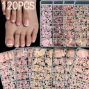 120 Pieces French White Edge Feet Nude Full Square Short High-grade Toe Nail Piece view 5