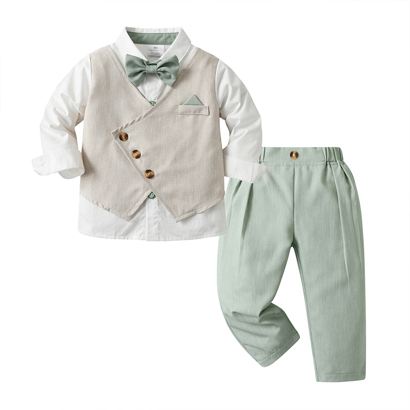 Baby Spring And Autumn Faux Vest Long-sleeve Boys Set 2