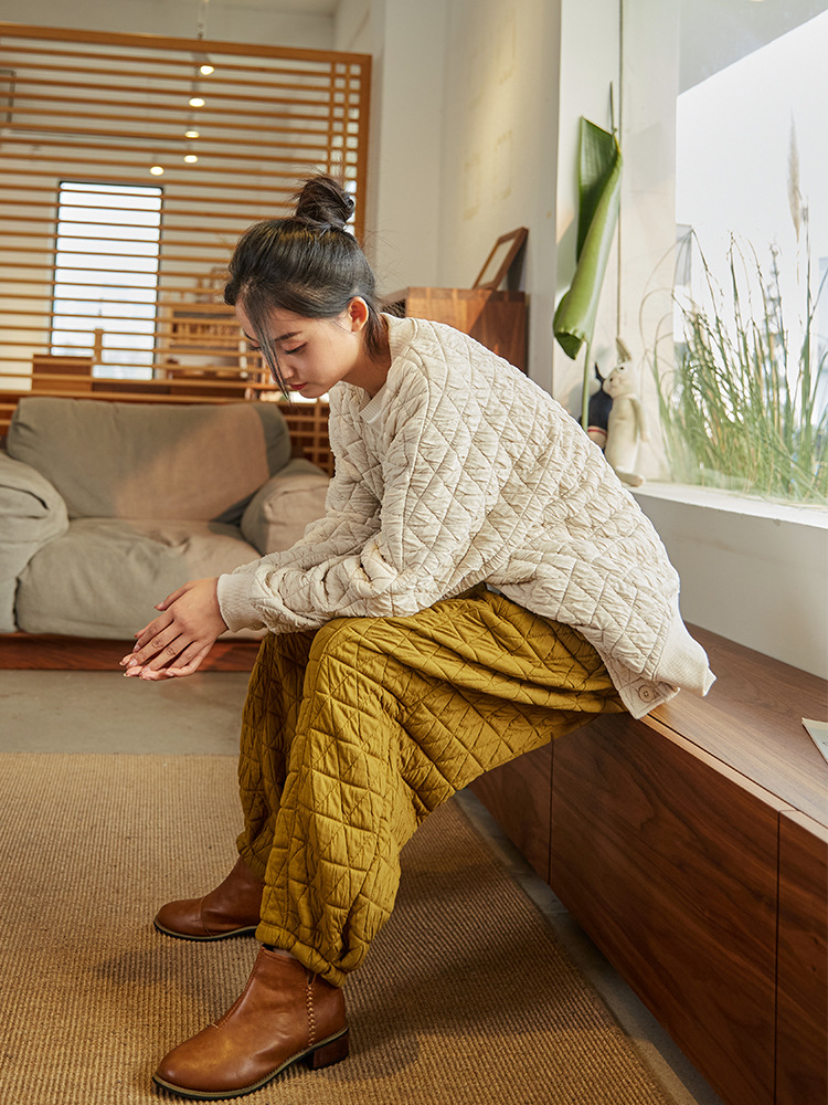 Artistic Style Design Loose Slimming Casual Cotton Padded Thickened Women's Lantern Cotton Pants