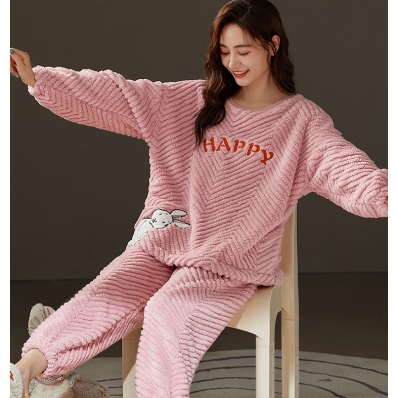Couple Coral Fleece Thermal Pajamas Women's Long Sleeve Suit - Image 3