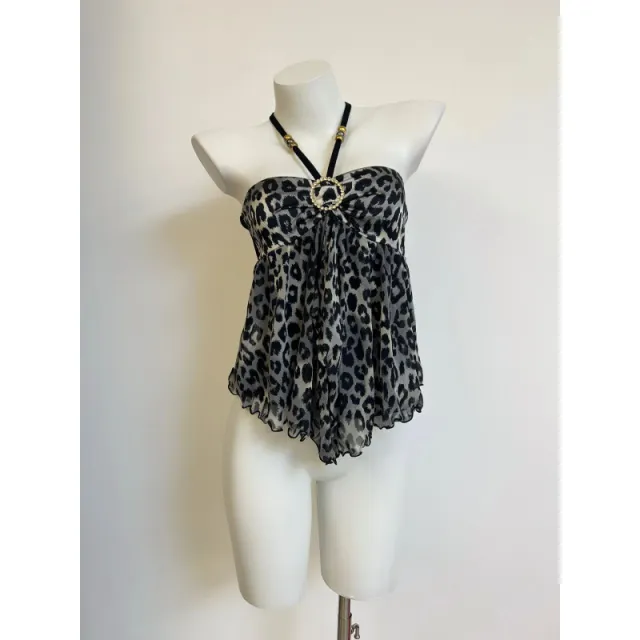 New Design Sense Niche Leopard Print Camisole Leopard Print Halter Top - Shop at LoveMi