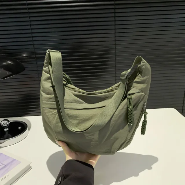 Nylon Washed Cloth Shoulder Bag Large capacity Crossbody Bags Green - Shop at LoveMi