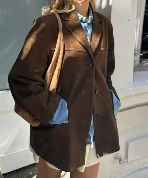 Retro Brown Lapel Long Sleeve Button Coat Brown - Shop at LoveMi