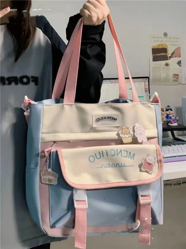 Versatile Preppy Large Capacity Also Works As A Shoulder Bag Blue - Shop at LoveMi