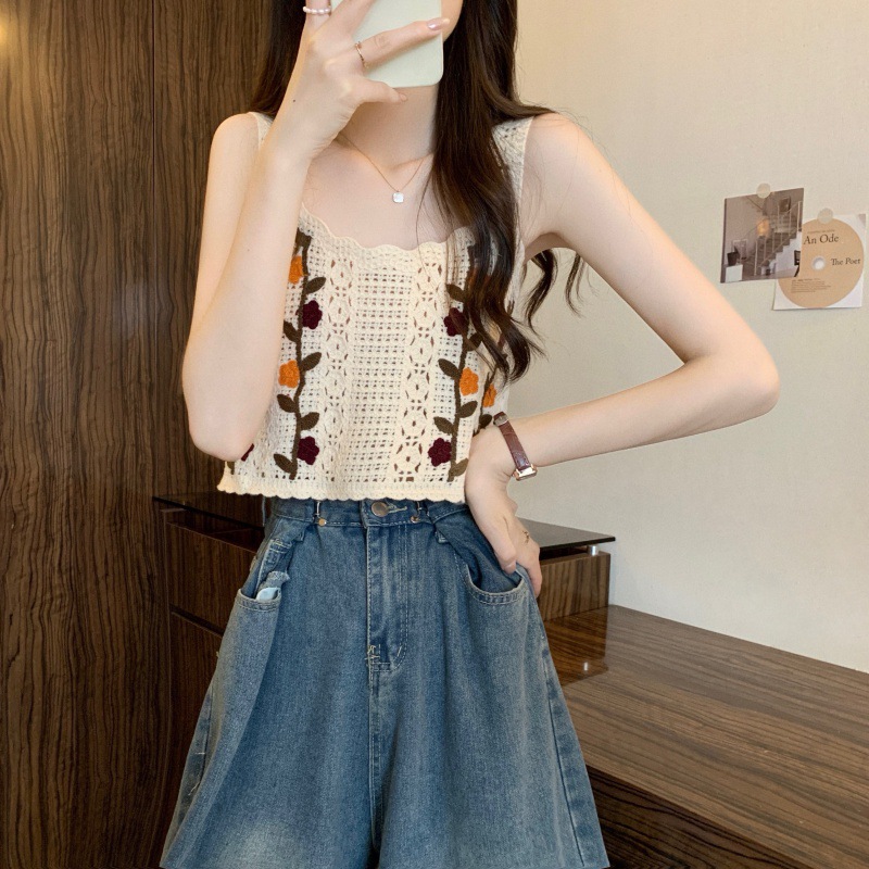Women's Design Color Matching Knitted Hollow Vest