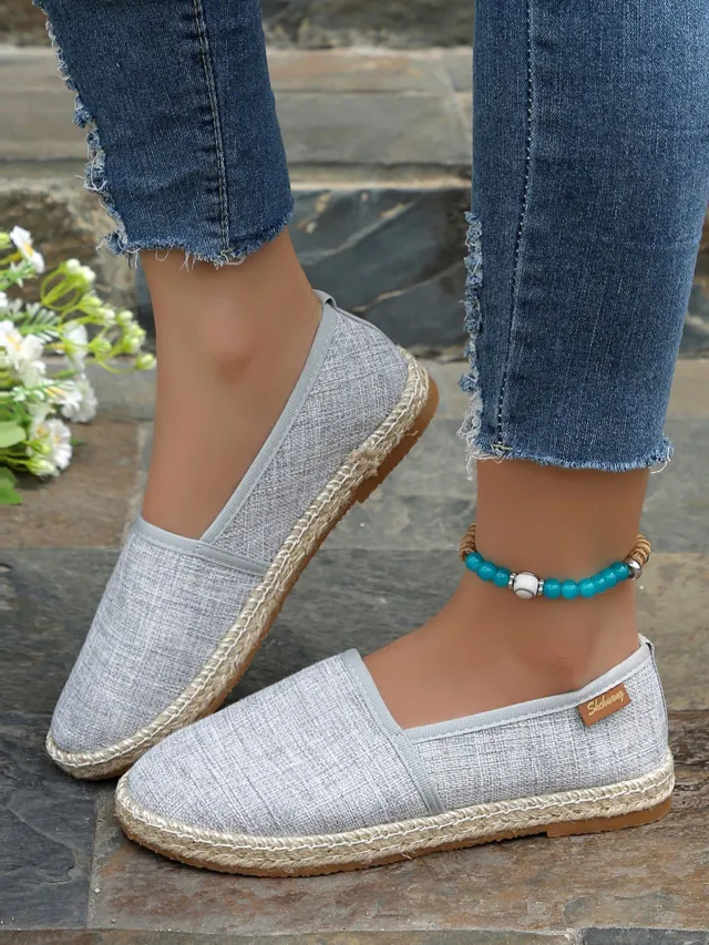 Autumn Summer Women's Simple Comfort And Casual Rope Bottom Fisherman Flat Shoes Gray - Shop at LoveMi