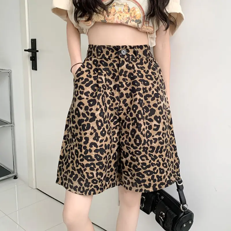 Plus-size New Arrival Leopard-print High-waist Slimming Trousers For Women