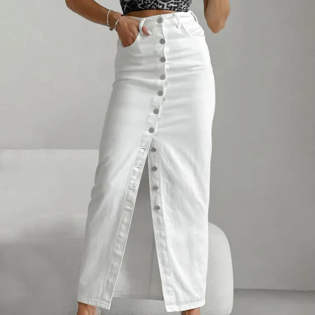 Temperament High Waist Slim fit Buttoned Half length Casual Dress Women White - Shop at LoveMi