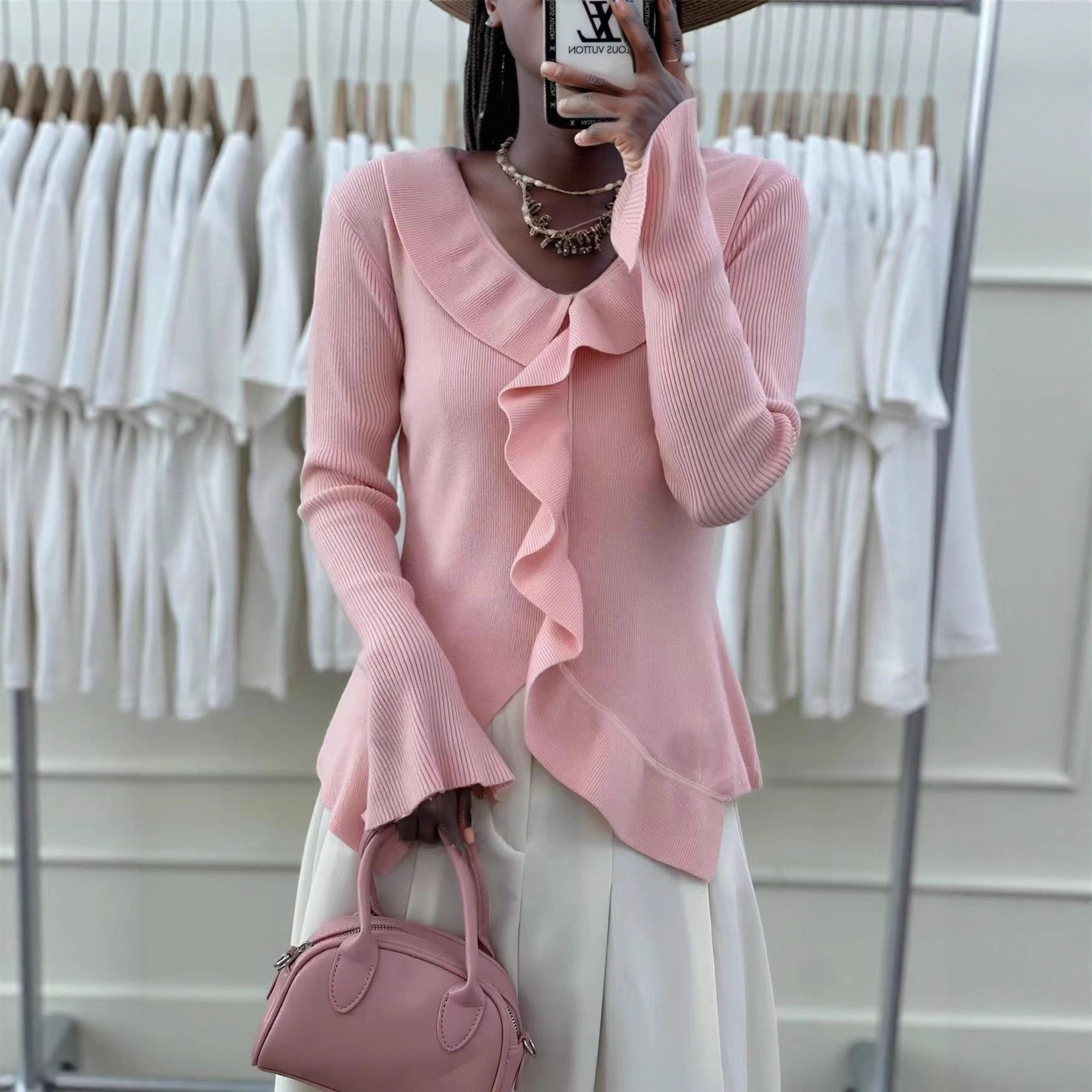 Solid Color Slim-fit Bottoming Shirt