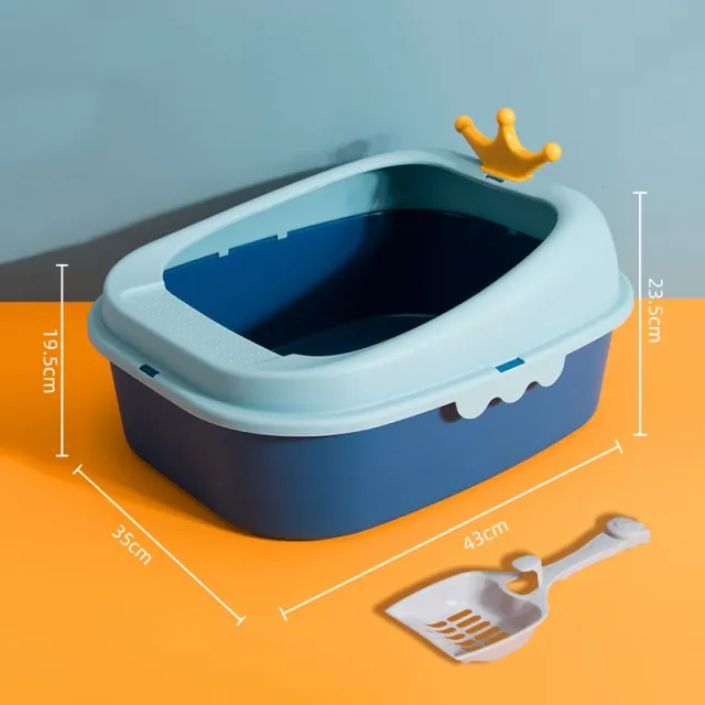 Crown Litter Box Oversized Full Semi enclosed Fresh Blue Small Size - Shop at LoveMi
