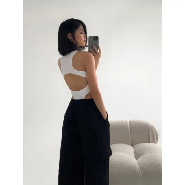 Summer New Backless Sleeveless Stretch Jumpsuit Vest For Women White - Shop at LoveMi