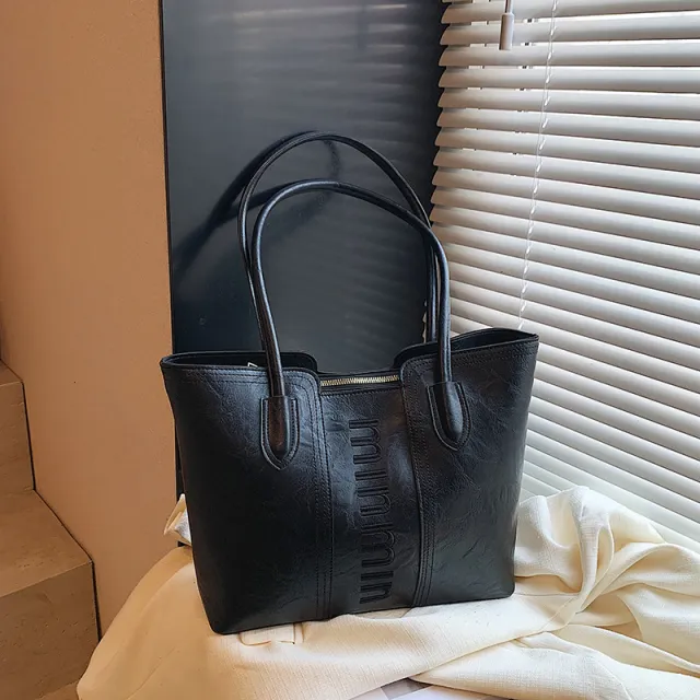 Fashion Large Capacity Totes Simple Handbag Black - Shop at LoveMi