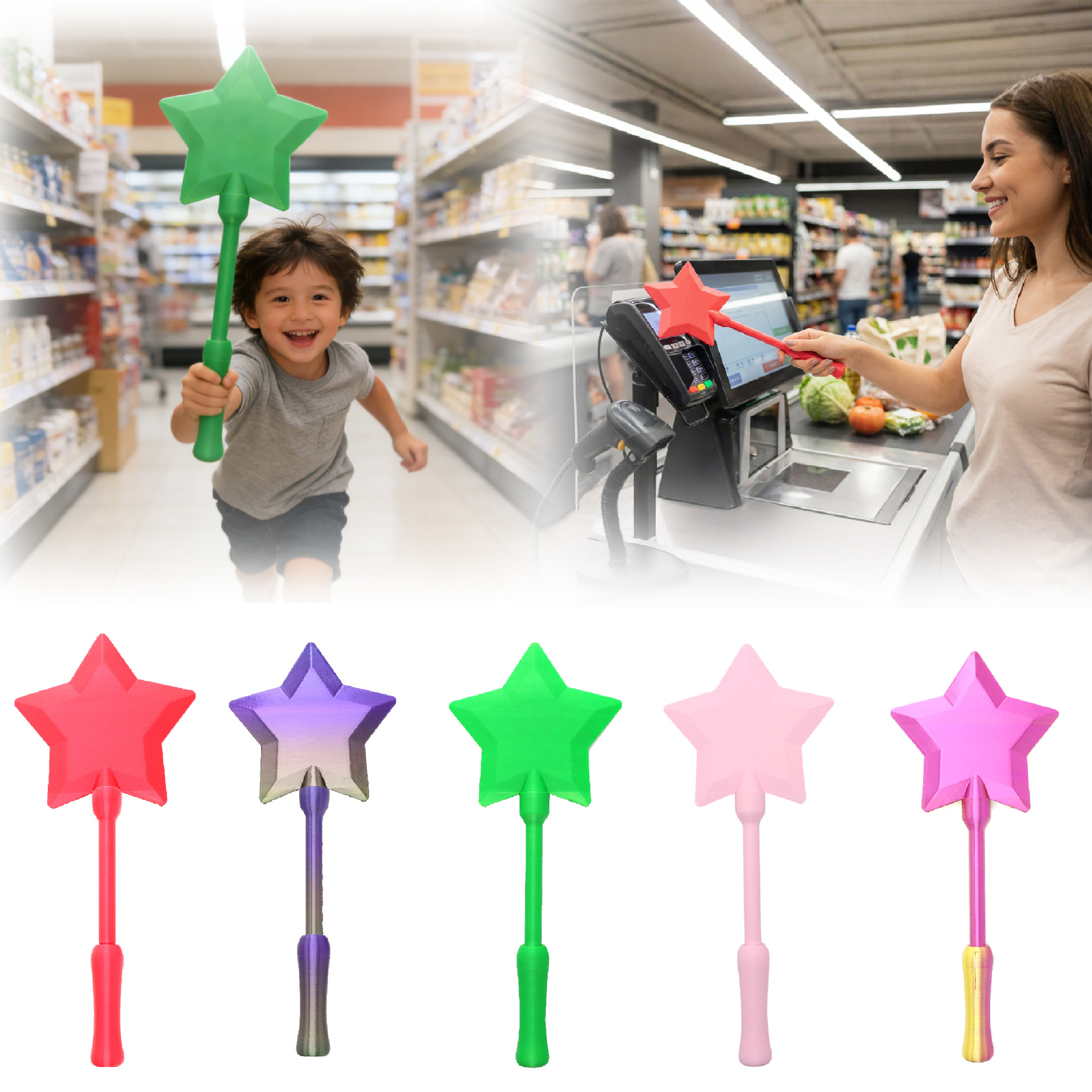 Fashion Creative 3D Printed Wand Tap To Pay Portable Cute Star Magic Wand Holder Funny... thumbnail 1