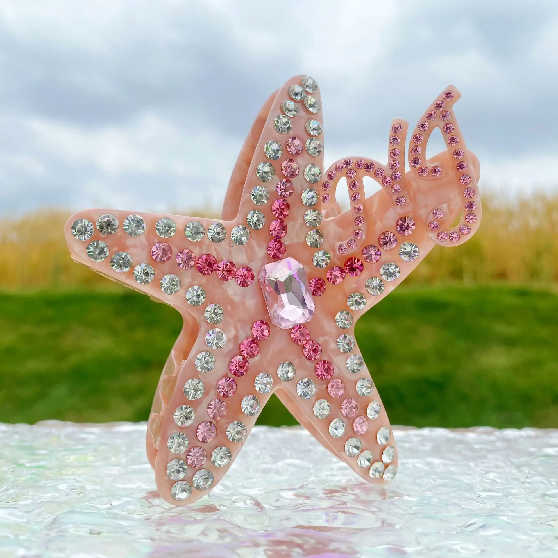 Diamond-embedded Light Luxury All-match Five-pointed Star Acetate