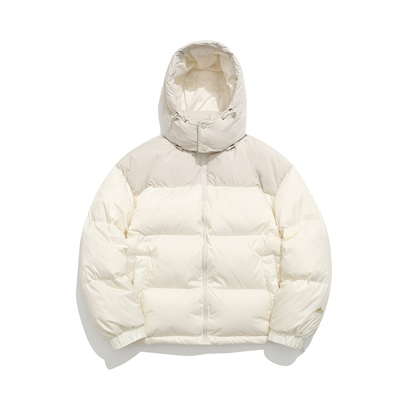 Color Stitching Thickened Hooded Down Jacket Personality Couple Coat