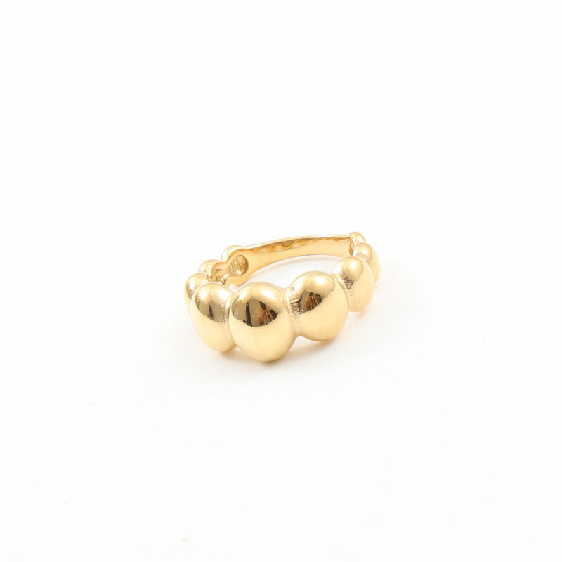 Convex Oval Ring Titanium Steel Plated 18K Gold