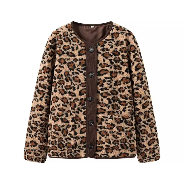 Women's Fashion Street Hipster Leopard Print Coat Coffee - Shop at LoveMi