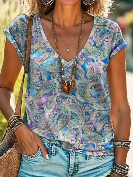 Women's Fashion Printed Short sleeved T shirt Color3 - Shop at LoveMi
