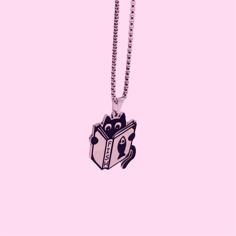 Learning Little Black Cat Cute Pendant