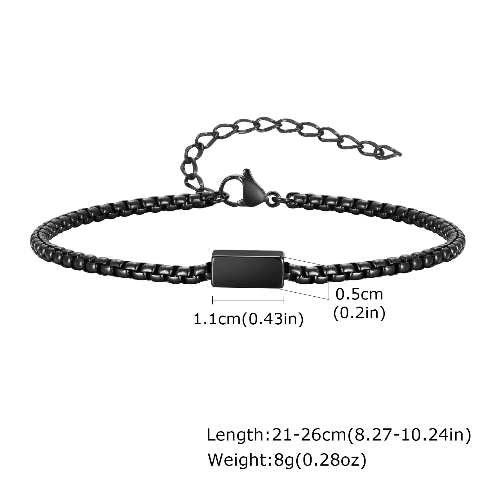 Men's Stainless Steel Square Pearl Chain Square Bracelet