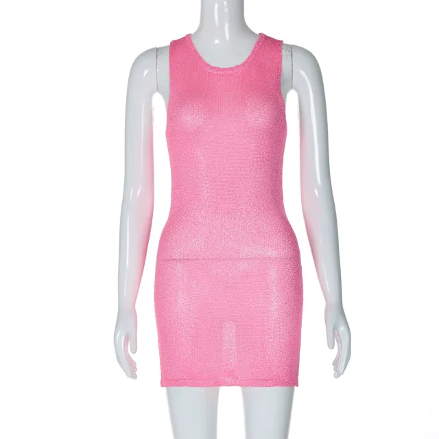 Fashionable Sexy Slim fit Round neck Sleeveless Knitted Dress Rose Red - Shop at LoveMi