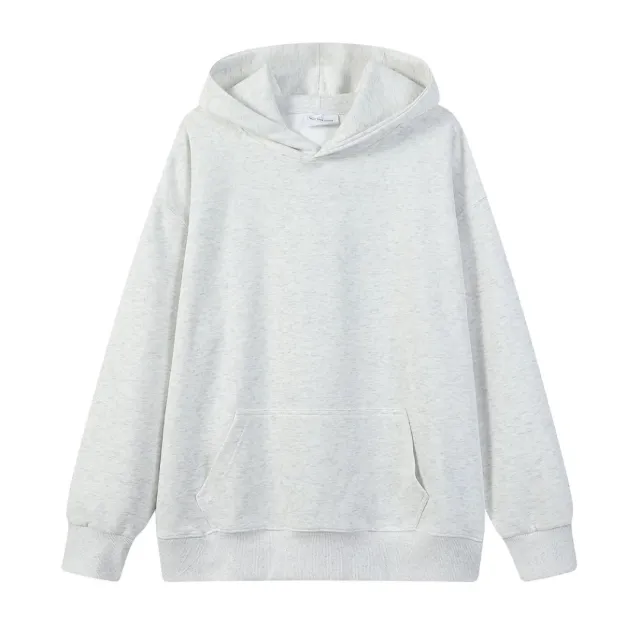 Loose fit Drop shoulder Design Solid color Everyday Casual Hoodie Gray - Shop at LoveMi