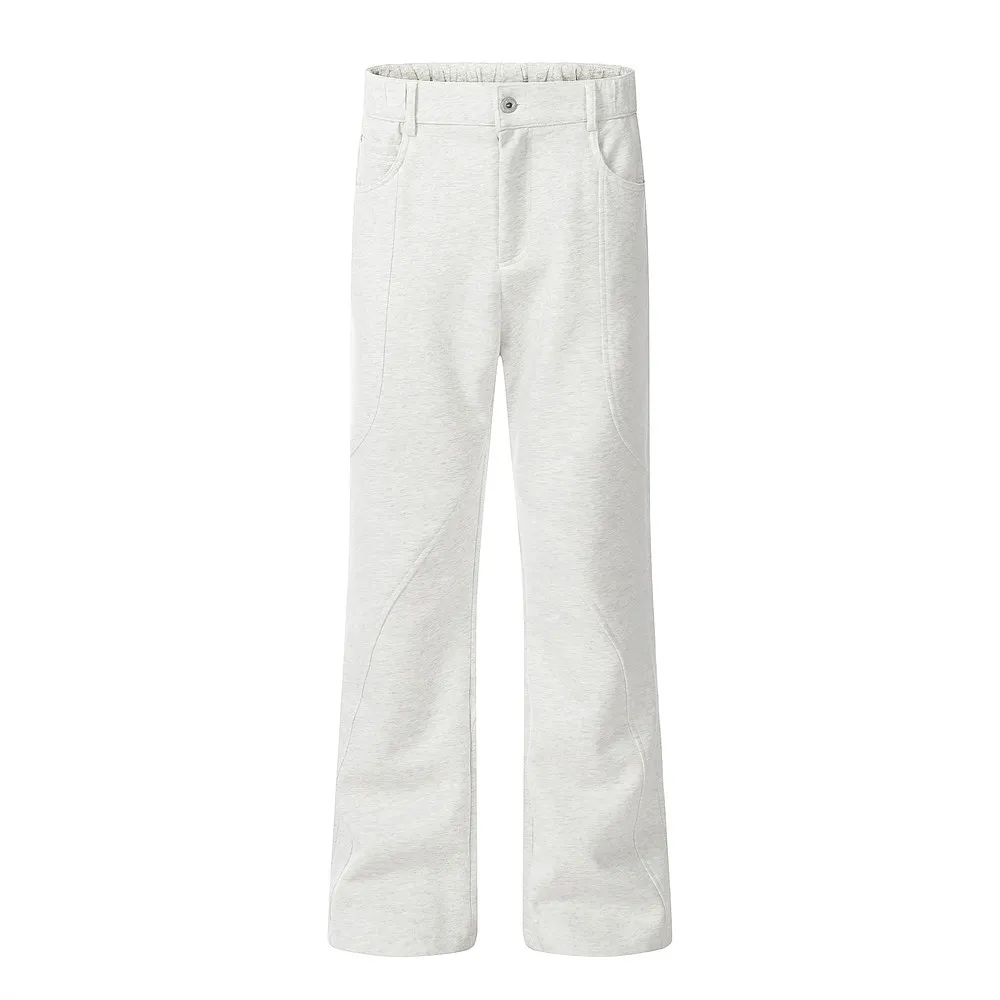 Loose Casual Trousers Men's High Street Split Stitching Design Pocket Solid Color Wide-leg Pants