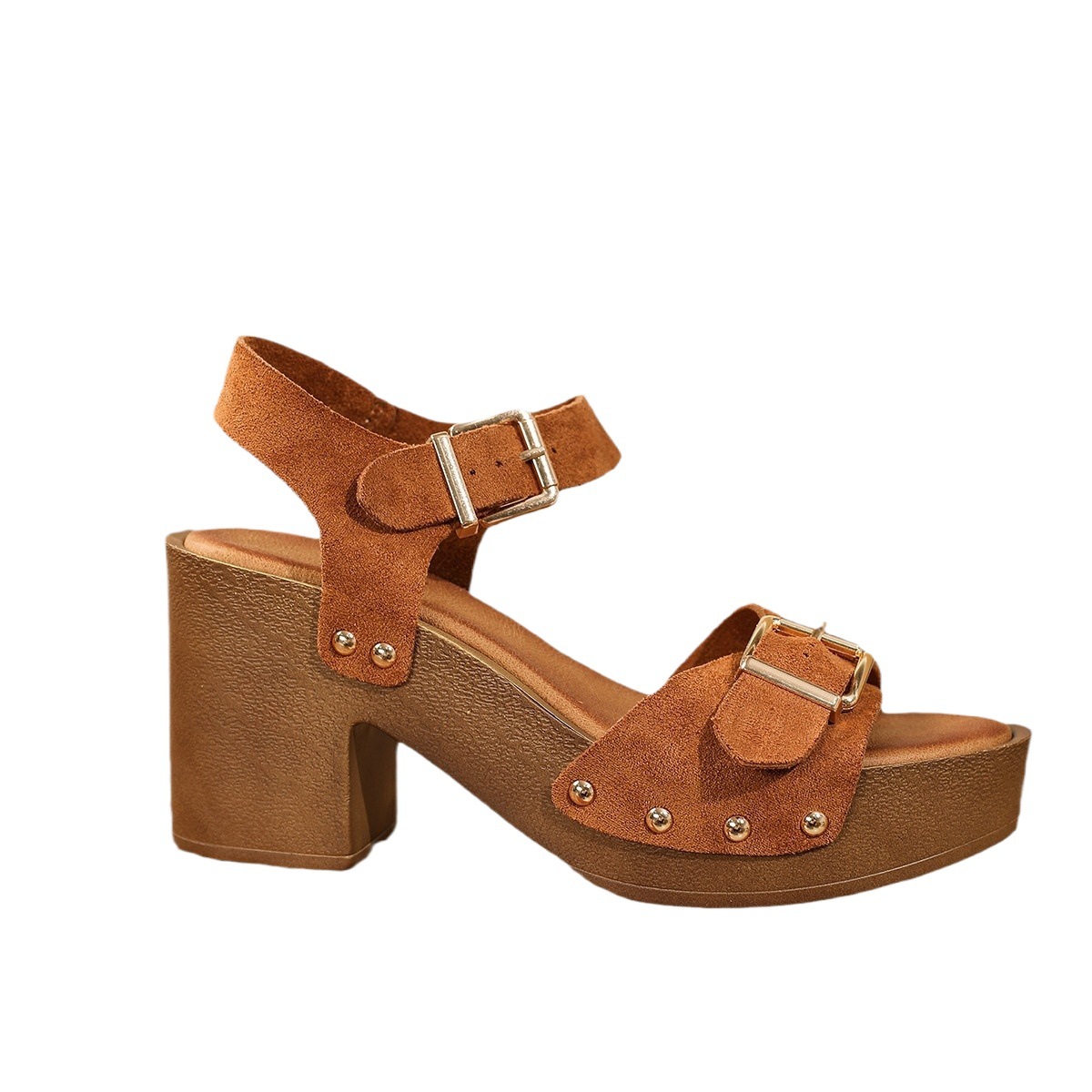 Womens Waterproof Platform Chunky-heel Sandals With A Strappy Bucklestylish And On-trend