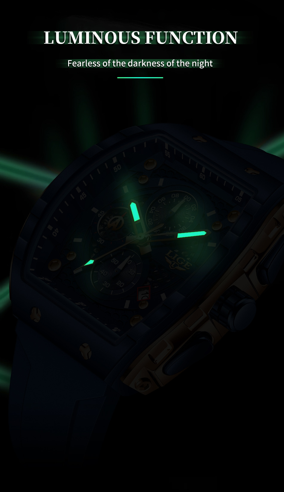 Lige Sports Multifunctional Luminous Waterproof Quartz watch for Men