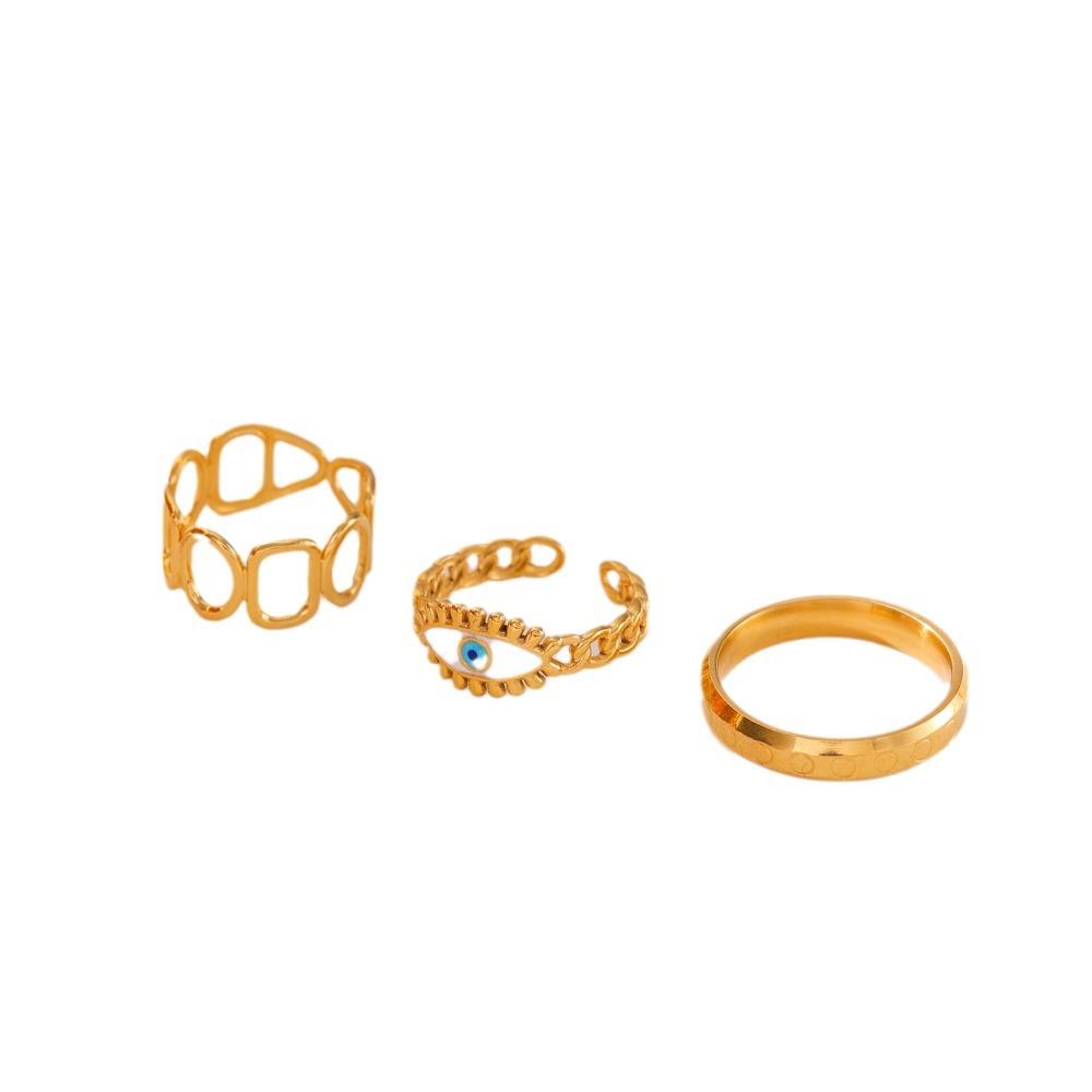 European And American Elegant Stainless Steel Golden Open-end Eyes O-shaped Square Ring Suit