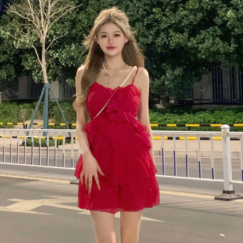 Women's Summer Suspender Puff Short Skirt