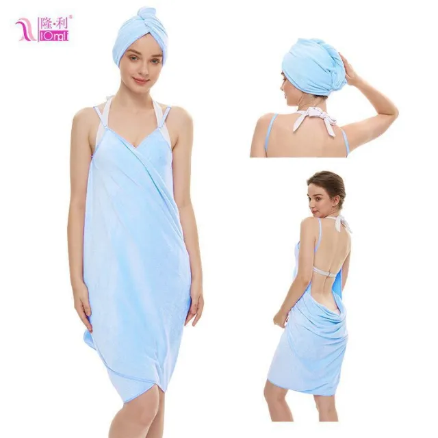 Bath Towel Sling Bath Skirt Coral Fleece Suit Bath Skirt Suit In Blue - Shop at LoveMi