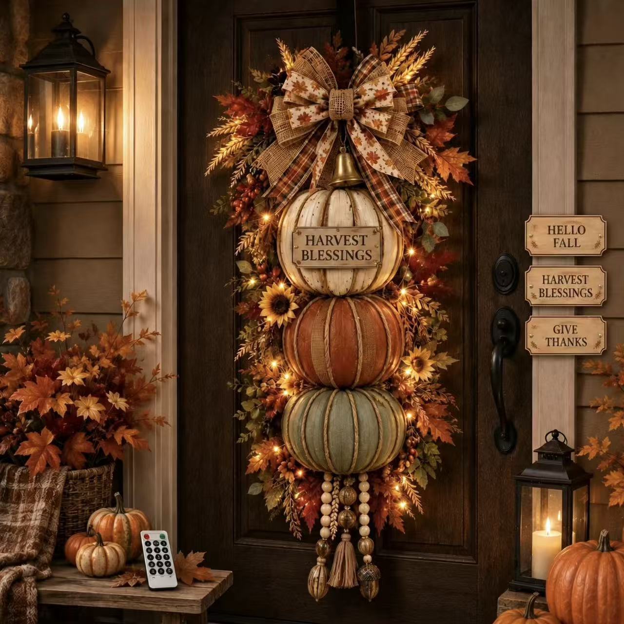Pastoral Autumn Harvest Wind Wooden Door Sign