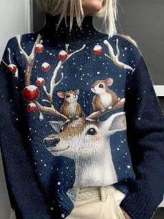 Women's Woolen Sweater Fashion Personality Turtleneck Sweater - Style 9-3Xl