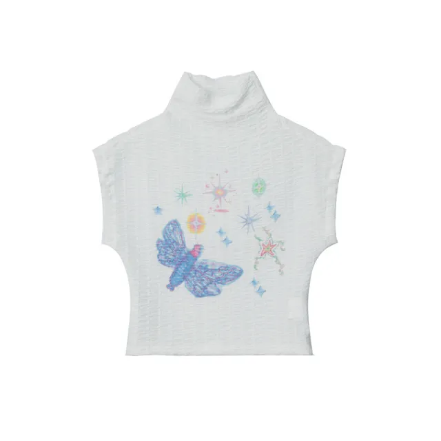 American Turtleneck Print Craft Top White - Shop at LoveMi