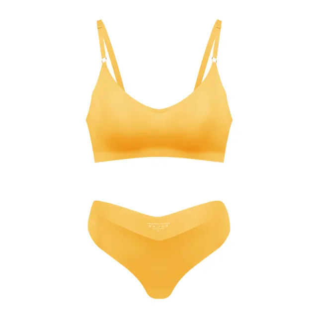 Women's V neck Breathable Underwear Bra Panties Set Gold - Shop at LoveMi