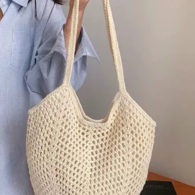 Woven Tote Hollow Holiday Straw Beach Casual Shoulder Bag