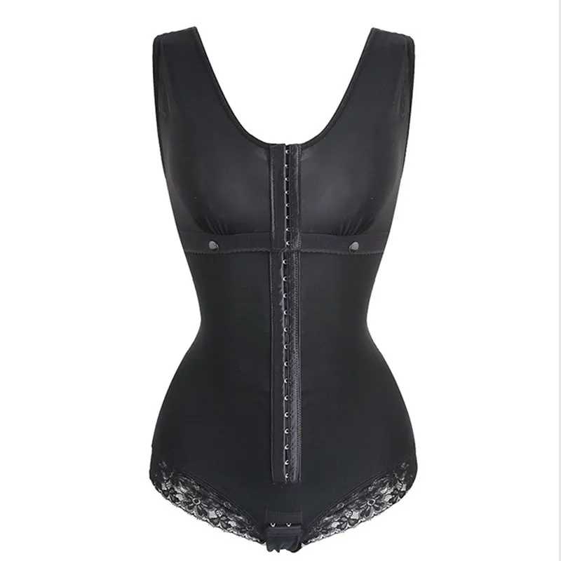 Women's Fashion Lace Belly Contracting One-piece Corset - Black