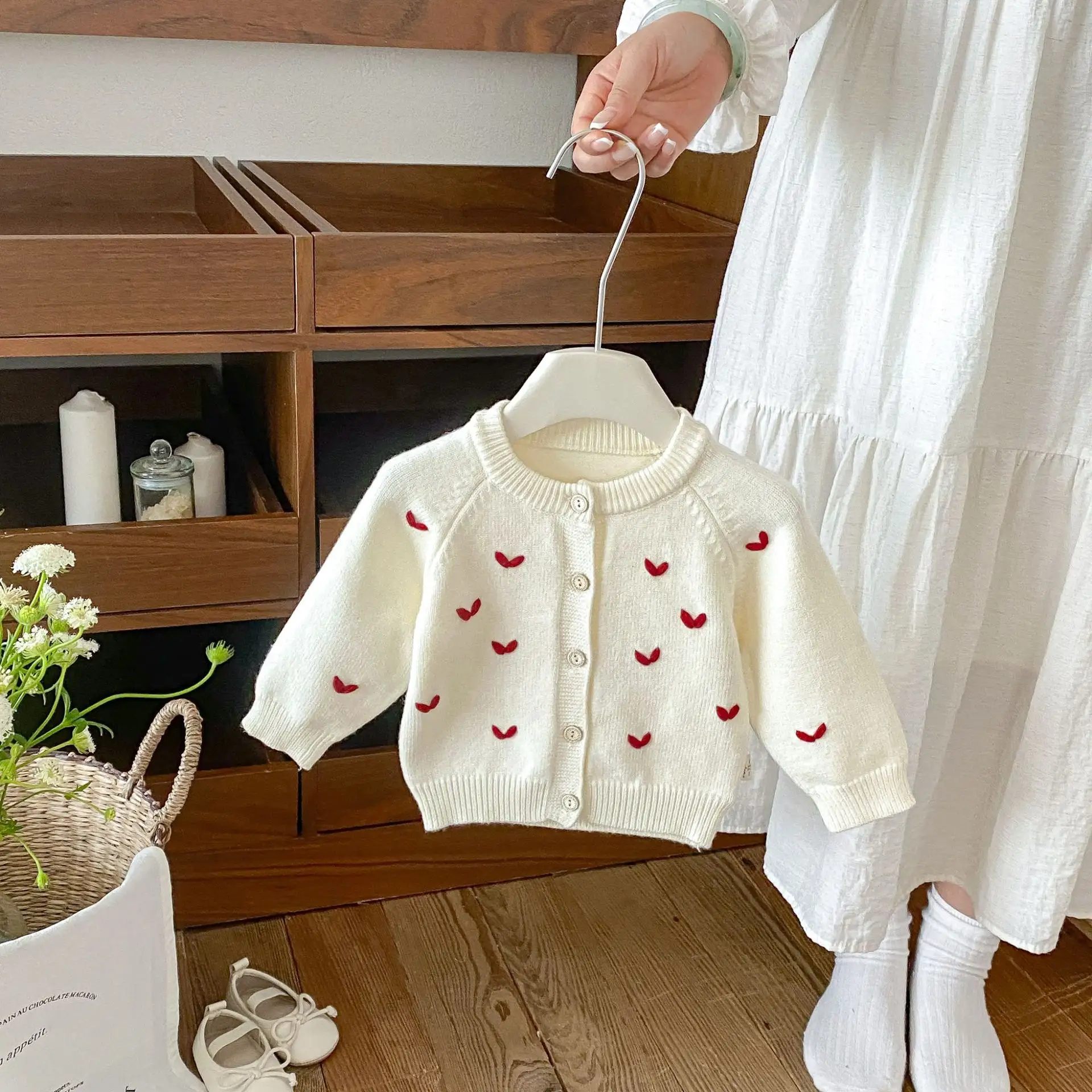 Love Embroidered Knitted Cardigan Sweater - Women's